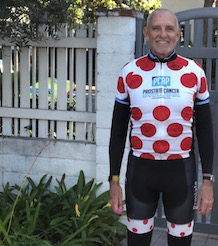 Cancer Journeys Foundations CEO Robert Hess in his King of the Mountain Jersey